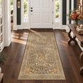 Vintage Brown 3x6 Runner Rugs for Large Entryway, Bedroom Bedside Rug, Laundry by HazoHaus