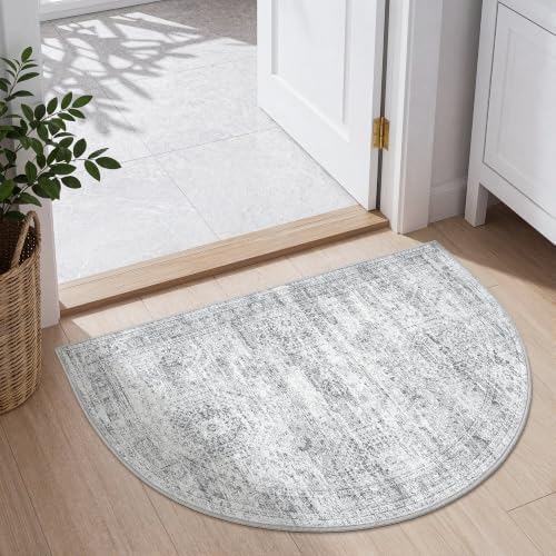 2x3 Half Circle Rug, Small Washable Entryway Rug by Restydon