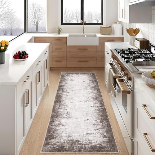 GarveeHome Machine Washable Runner Abstract Hallway Rugs 2x6 Brown by GarveeHome