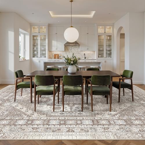 befbee 9x12 Area Rugs for Living Room, Washable Vintage Non Slip Rug Brown - Image 7