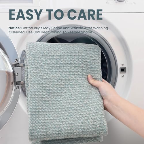EARTHALL Washable Runner Rug, Non Slip Backdoor Rug, 2x4 Ft, Turquoise/Gray - Image 3