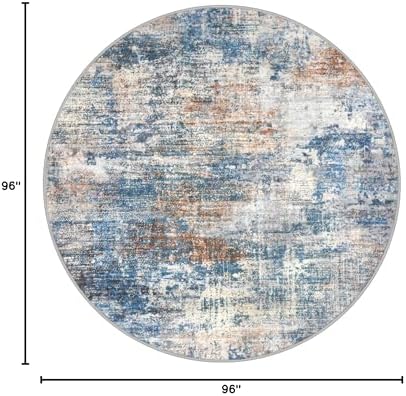IOHOUZE Abstract Round Area Rug 8 Ft Washable Circle Rugs Large Round Rug Non - Image 2