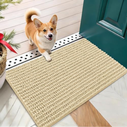 OLANLY Dog Door Mat for Muddy Paws 24x16, Ultra-Absorbent Chenille Mud Mat by OLANLY