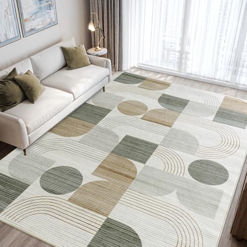 Soft Modern Geometric Abstract Large Machine Washable 6x9 Area Rug - Image 3