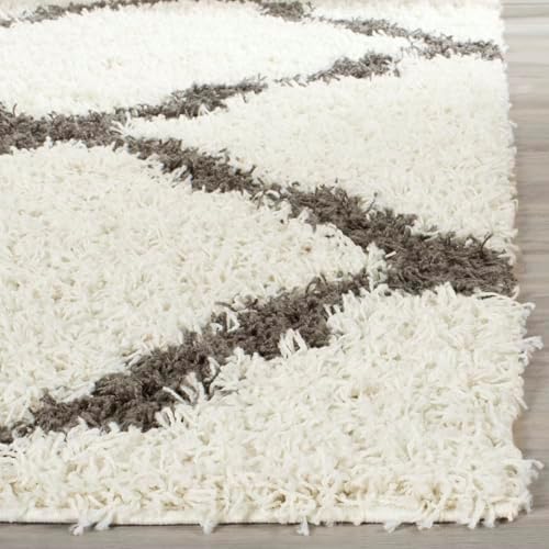SAFAVIEH Dallas Shag Square Rug 10', Soft Plush Ivory & Dark Grey SGD257H - Image 3