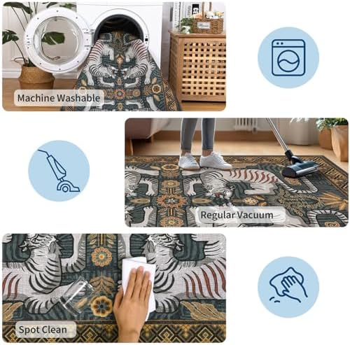 GarveeHome Tiger Print 2'x6' Washable Runner Rug Non Slip Boho Hallway Rug - Image 6