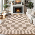 GarveeHome Brown Checkered Rug 5x7 Area Rugs Washable Living Room 5x7 Rug by GarveeHome