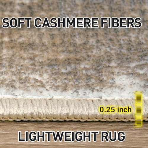 8x10 Area Rugs for Living Room: Washable Abstract Brown White Carpet - Image 7
