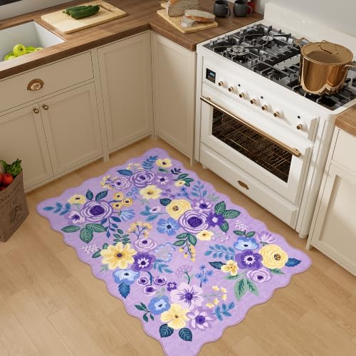 DUKINO 2x3 Rugs for Entryway, Floral Door Mat Washable Kitchen Rugs - Image 5