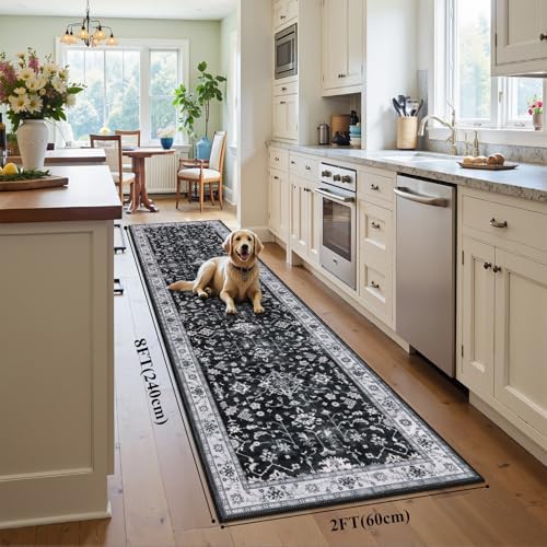 HEBE Hallway Runner Rug 2'x8', Washable Non Slip Kitchen Rug Runner - Image 2