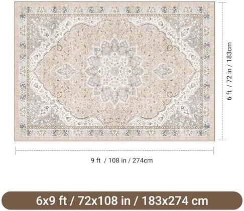 befbee 6x9 Washable Area Rug, Non Slip Rug - Image 2
