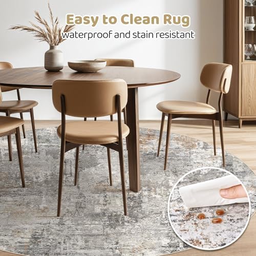 LOONGRUG Round Rug 10x10 Washable Circle Large Neutral Modern Abstract Rug - Image 5