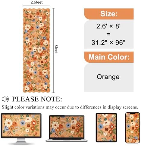 DUKINO 2.6x8 Runner Rug, Floral Washable Kitchen Rugs Non Slip - Image 2