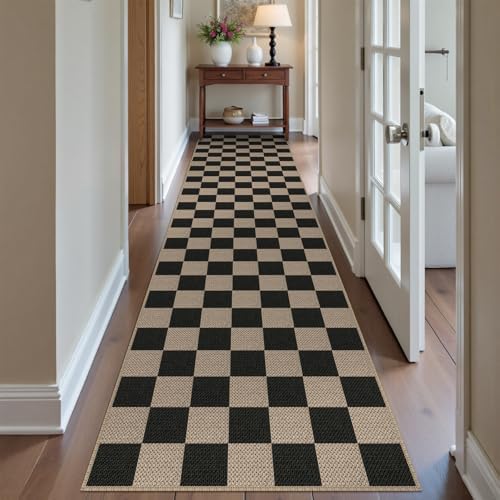 Rugalia Easy Jute Checkered Runner Rug 2.6x10 Black Rugs Runner - Image 6