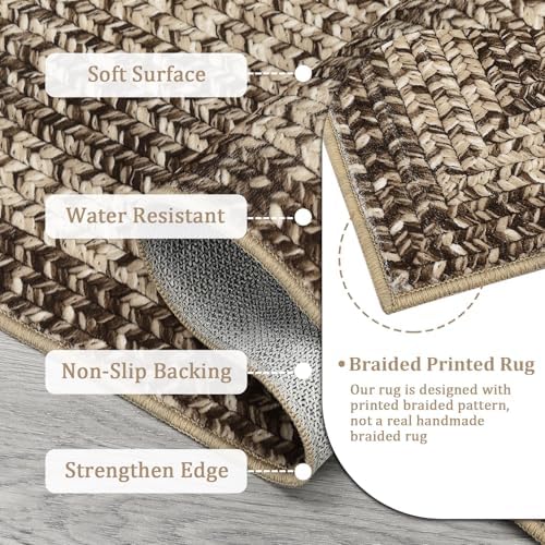 RUGSREAL 2x6 Runner Rug Braided Print Hallway Area Rugs Machine Washable - Image 3