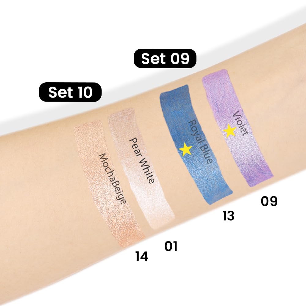 Kaely 2Pcs Cream Eyeshadow Stick Set for Eyes,Vioiet & Royal Blue Shimmer Pen,Eye Brightener Halloween Makeup,sombras para ojos,Smooth Eye Shadow Highlighter Crayon Pencil Waterproof,09+13