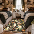 RELEANY Floral Washable 3x5 Area Rugs Black/Yellow by RELEANY