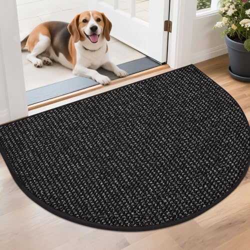BEQHAUSE Dirt Trapper Door Mat 26" x 40" Half Circle Non Slip Rugs by BEQHAUSE