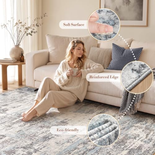 8x10 Area Rugs Living Room Abstract Washable Rug - Image 6