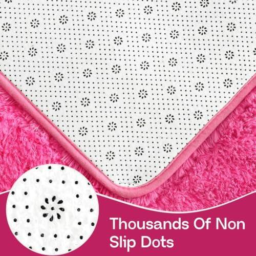 LOCHAS Bedroom Rug 2.6' x 5.3', Hot Pink Fluffy Area Rug - Image 3
