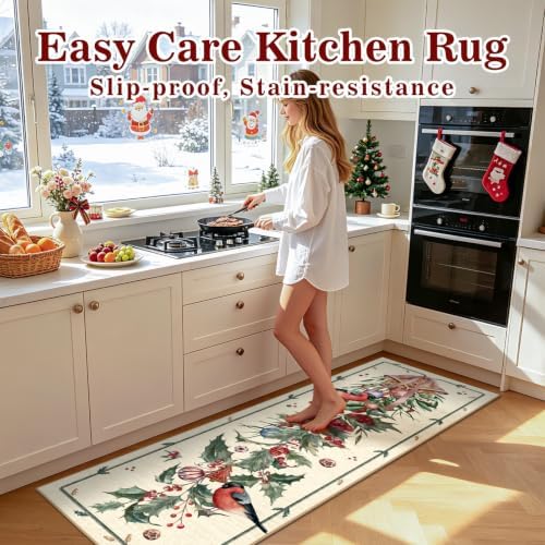 nesrt Christmas Bird Runner Rug 2x6ft Washable Non Slip - Image 5