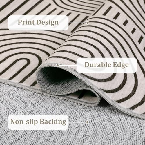 ROYHOME Modern 2.5x8 Hallway Runner Rug Non Slip Kitchen Rug LightCamel - Image 7