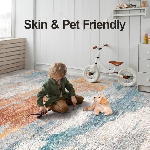 10x14 Washable Area Rug: Large Modern Abstract Living Room Rugs BlueBrick - Image 4