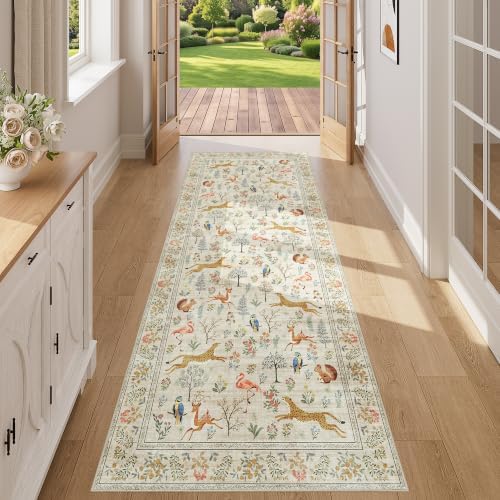 DUKINO 3x7 Hallway Runner Rug, Non Slip Animal Kitchen Runner Rug by DUKINO