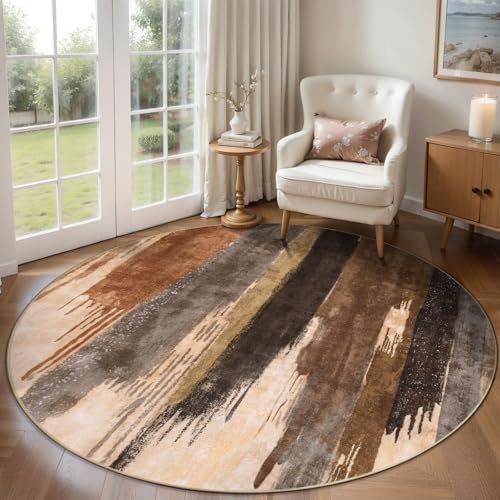 Ciicool Washable 5ft Round Rug, Modern Abstract Rugs - Image 3