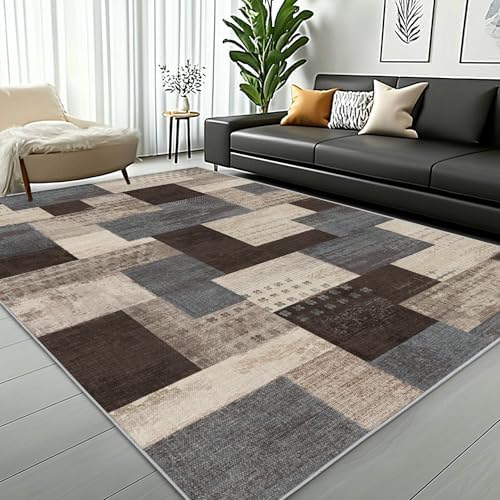 Modern Geometric Patchwork Indoor Blue Area Rug - Image 5