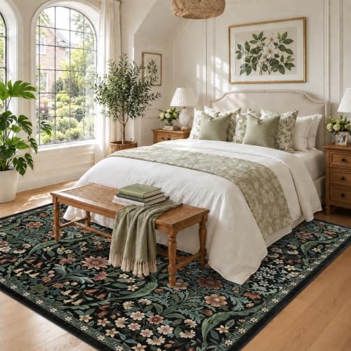 8x8 Square Rug Floral Washable Rug - Image 3