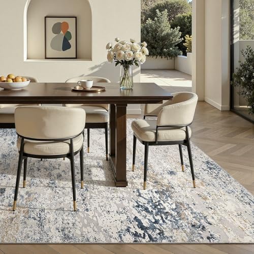 DMOYEST Area Rug Living Room Rugs 5x7 Washable Abstract Beige Blue Carpet - Image 6