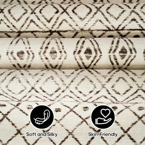 3x10 Machine Washable Runner Rug:Hallway Runner Rugs Geometric Beige - Image 5