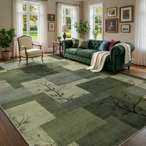 Large Area Rugs for Living Room, Modern Geometric Patchwork Carpet Non-Slip by Chewoo