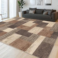 Modern Geometric Patchwork Indoor Beige Area Rug by QDUIDU