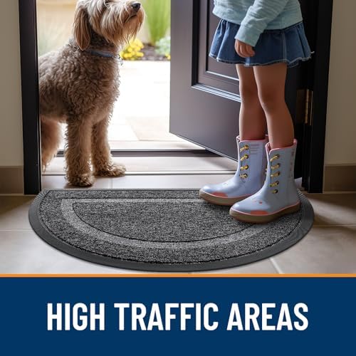 OLANLY Half Circle Front Door Mat Outside 29.5x17 All-Season Rubber Doormat - Image 7