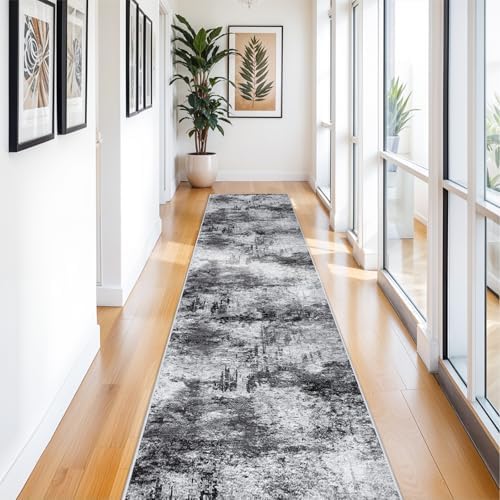 3x14 ft Long Hallway Runner Rug: Modern Abstract Washable Non-Slip Kitchen - Image 2