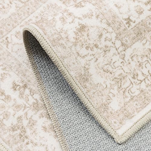 PureCozy Beige Area Rug 5x7 Vintage Floral - Image 5