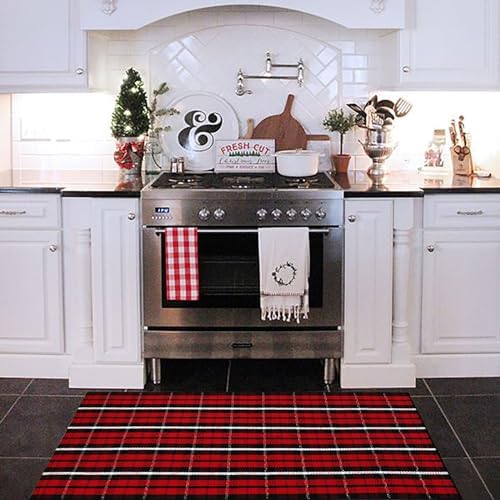Bottalive Christmas Plaid Outdoor Rug, Layering Rug - Image 4