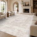 9x12 Washable Boho Area Rug, Ivory Farmhouse by LULLOSA