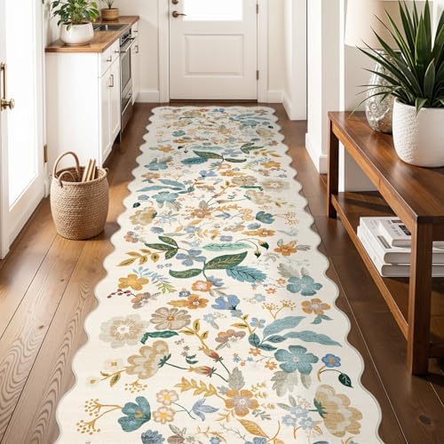 3x10 ft Long Hallway Runner Rug：Non-Slip Washable Wide Kitchen Rugs Cream by BYYVOORugsforYourHome