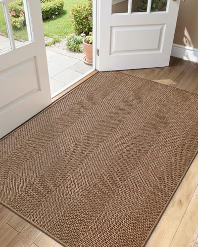 Color&Geometry Ultra Thin Indoor Door Mat 36"x60", Warm Chestnut by COLORG