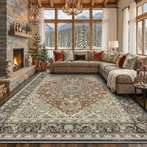 10x12 Area Rugs Washable Large Vintage Rug - Image 2