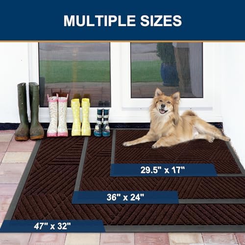 Smiry Front Door Mat Outside Entrance, Low Profile Rubber Doormat - Image 2