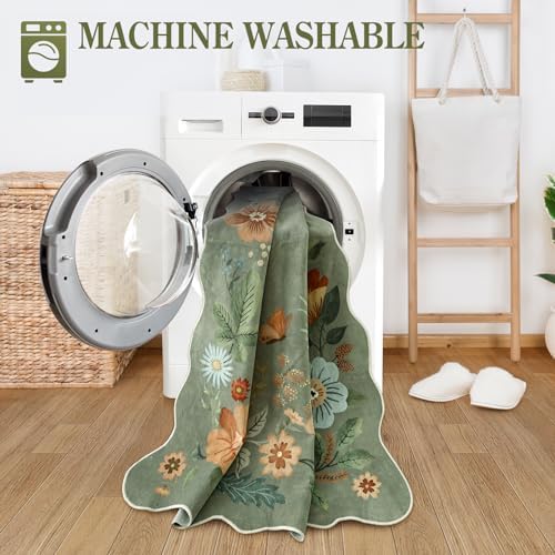 Lahome Floral 9x12 Area Rugs for Living Room Bedroom, Soft Washable Rugs - Image 4