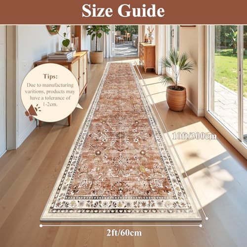Yamaziot 2x10 Washable Hallway Runner Rug Non Slip Floral Carpet - Image 2