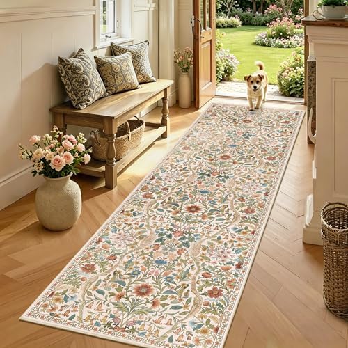 2’6″x 8’Floral Runner Rug for Kitchen Washable Hallway Runner - Image 2