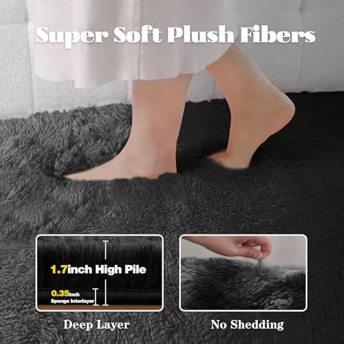 2x6 Runner Rug for Bedroom: Fluffy Shag Soft Washable Rugs Small Fuzzy Plush - Image 3
