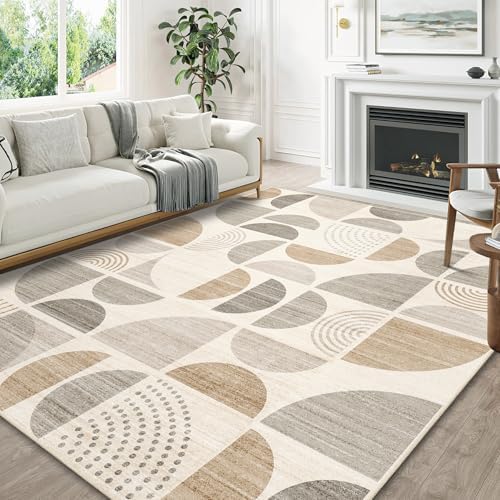 MUJOO 8x10 Area Rugs, Boho Washable Rugs Non Slip Modern Abstract by MUJOO