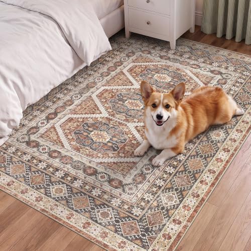Ksrau 4x5 Area Rug Washable: Non Slip Entryway Throw Rugs Brick - Image 3